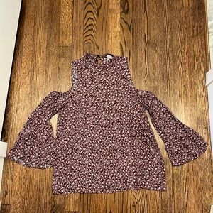 Maroon, high neck, open back long sleeve. Worn only a few times